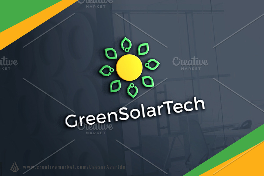 Green Solar Tech Logo Template in Logo Templates - product preview 8