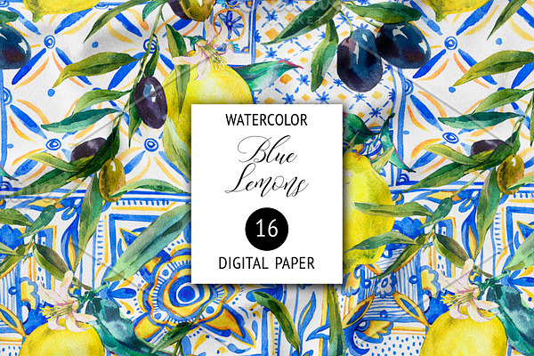 Watercolor Portuguese Digital Paper