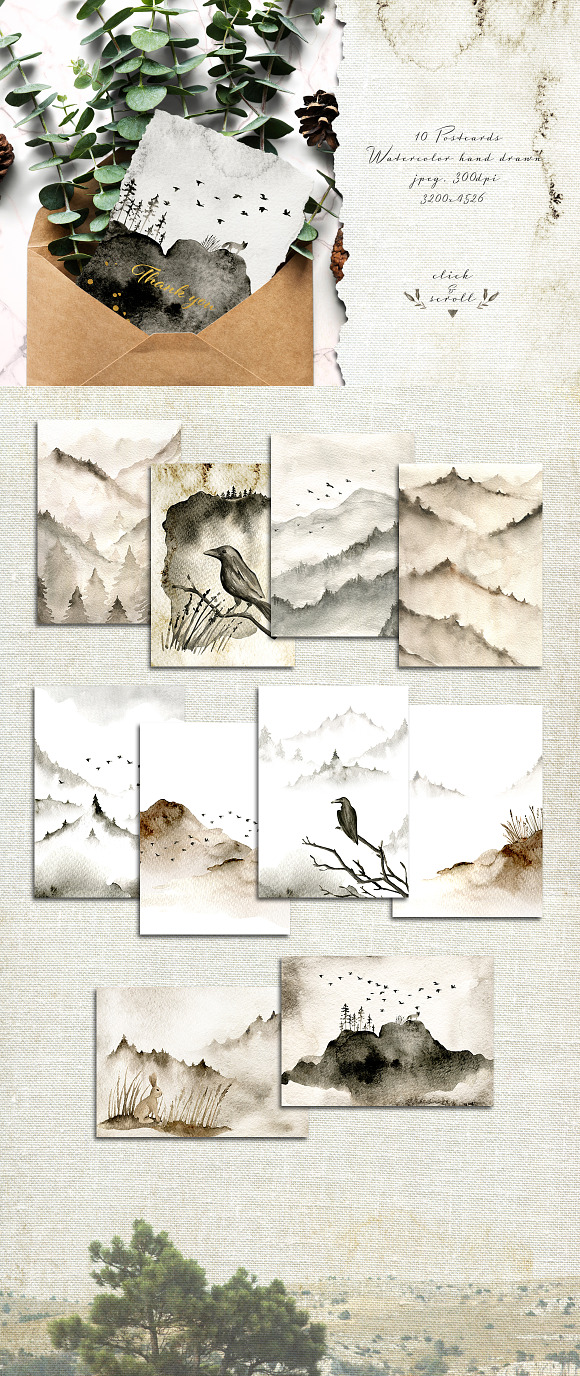 Northern bundle. Watercolor set in Objects - product preview 2