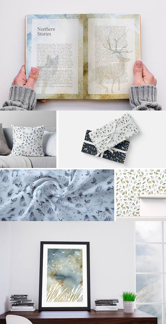 Northern bundle. Watercolor set in Objects - product preview 7