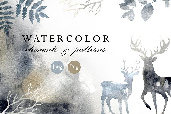 Northern bundle. Watercolor set in Objects - product preview 13