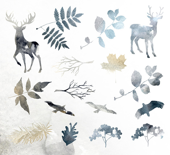 Northern bundle. Watercolor set in Objects - product preview 14
