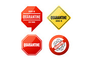 Realistic 3d Quarantine Sign Set.