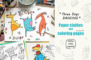 Coloring book "Three Dogs Dancing"