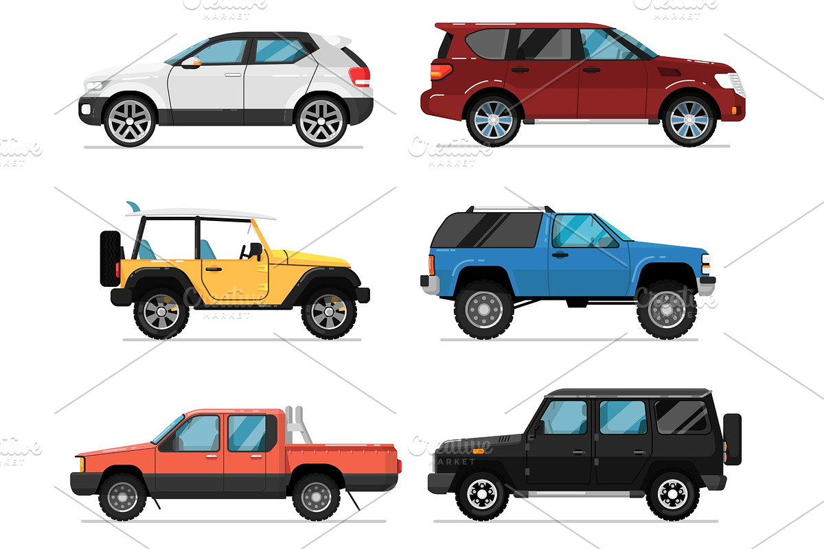 Modern city car isolated vector set in Illustrations - product preview 8