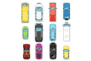 Top view modern city car isolated