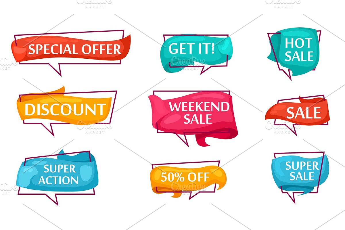 Sale speech bubble set for shop in Illustrations - product preview 8