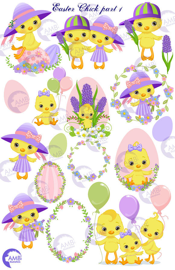 Easter Chicks clipart pack in Illustrations - product preview 5