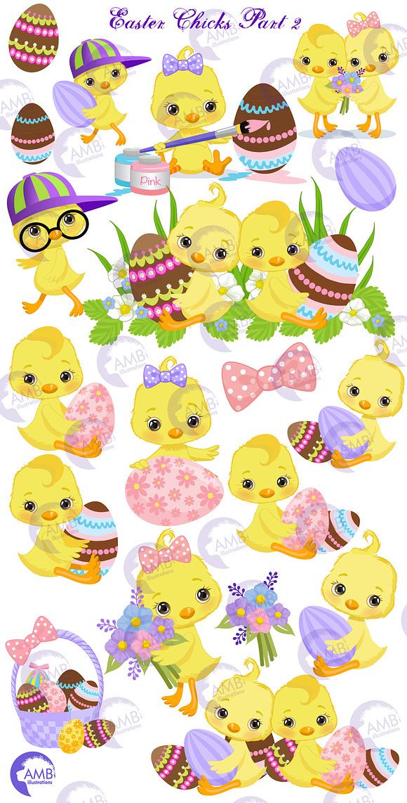 Cute Easter Chicks clipart in Illustrations - product preview 5