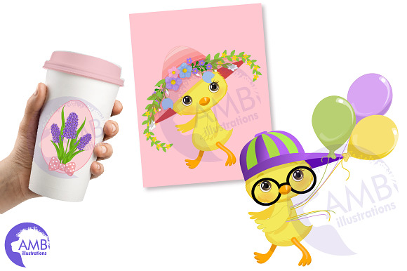 Easter chicks clipart pack in Illustrations - product preview 1
