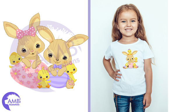 Easter bunny and chicks clipart in Illustrations - product preview 3
