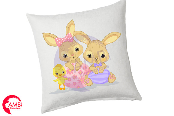 Easter bunny and chicks clipart in Illustrations - product preview 4