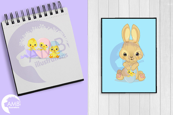 Easter bunny and chicks clipart in Illustrations - product preview 5
