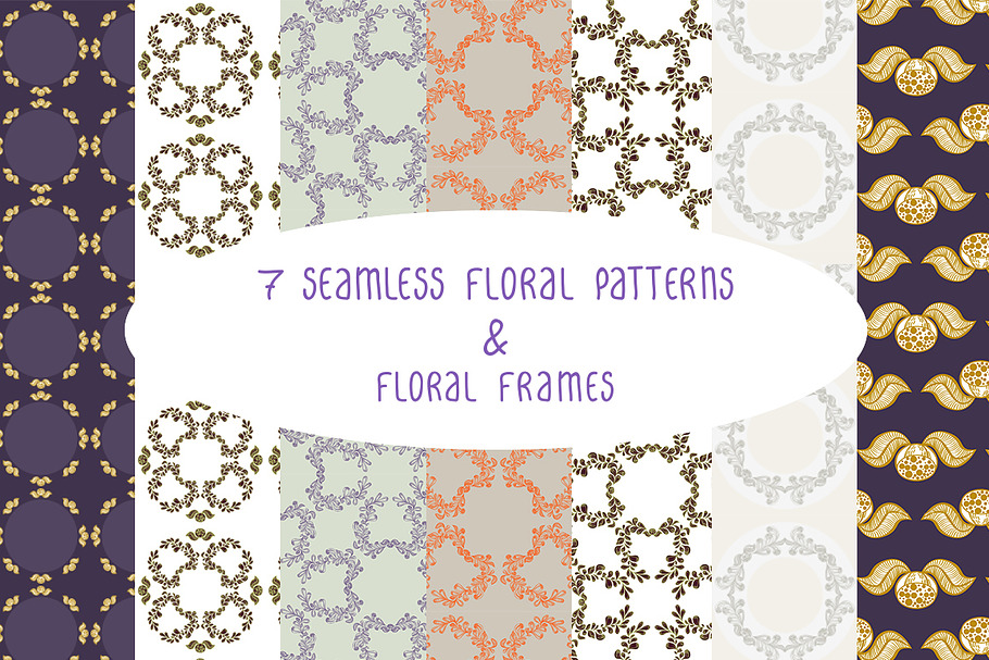 Floral seamless patterns & frames 1 in Patterns - product preview 8