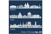 European cities - Gomel, Lodz, Leeds