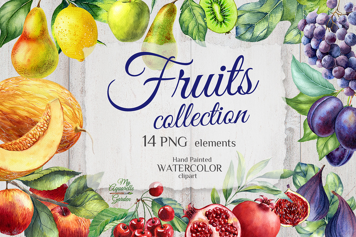 Watercolor fruits set in Illustrations - product preview 8