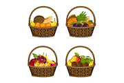 Fresh organic fruit in wicker basket