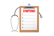 Blank clipboard with symptom paper