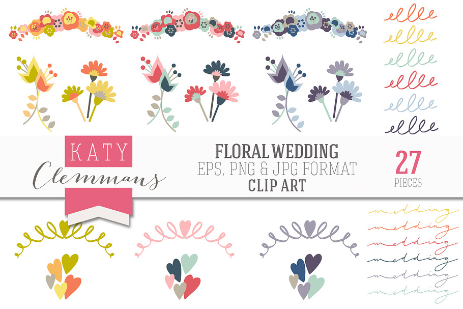 Floral Wedding Clip Art in Illustrations - product preview 8