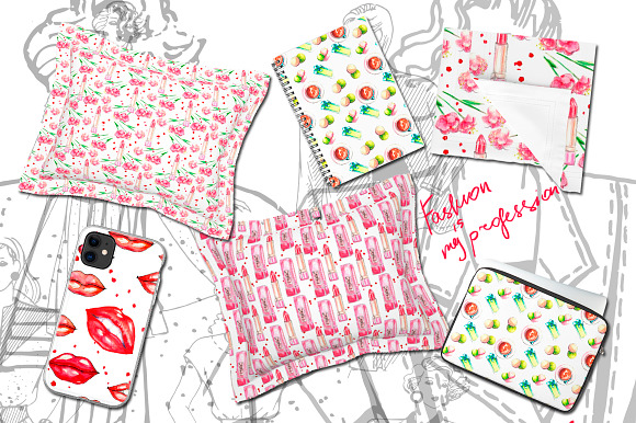 Watercolor fashion patterns in Patterns - product preview 2