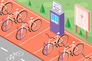 Bicycle rent isometric background