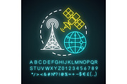 Telecommunication neon light icon
