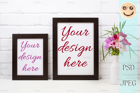 Two black brown poster frame mockup in Mockup Templates - product preview 1