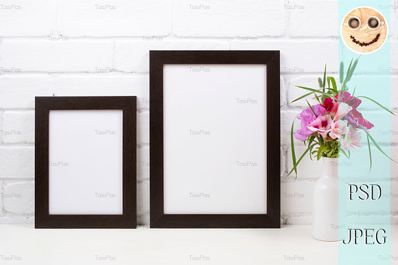 Two black brown poster frame mockup in Mockup Templates - product preview 2