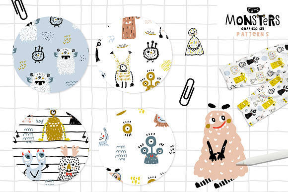 Cute MONSTERS graphic set. in Patterns - product preview 2