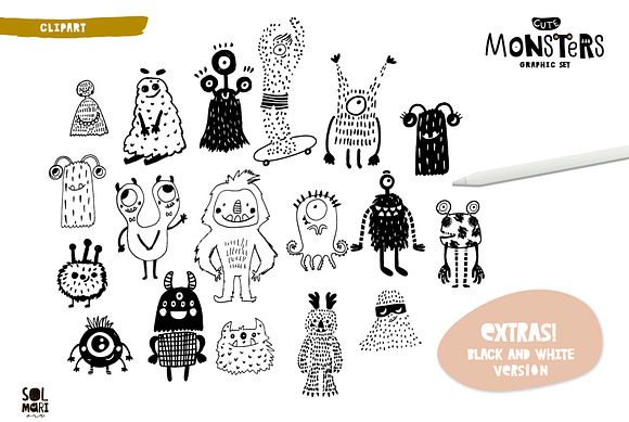 Cute MONSTERS graphic set. in Patterns - product preview 6