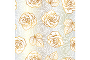 Seamless pattern with outline roses