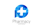 Pharmacy vector symbol with cross in