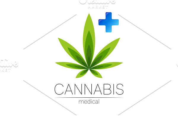Cannabis vector logotype for