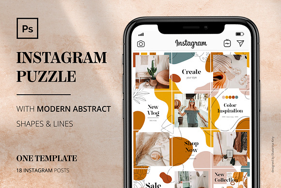 Instagram PUZZLE with shapes & lines in Illustrations - product preview 6