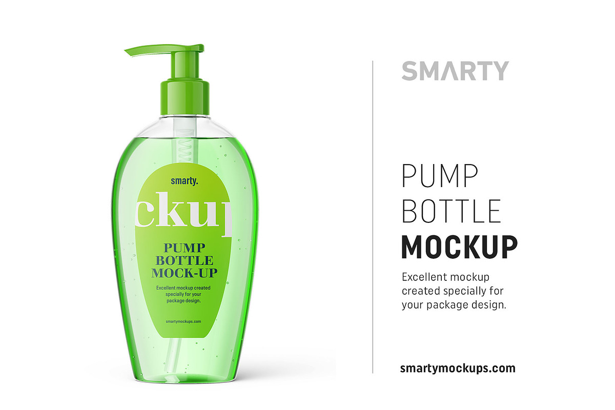 Pump transparent bottle mockup in Product Mockups - product preview 8