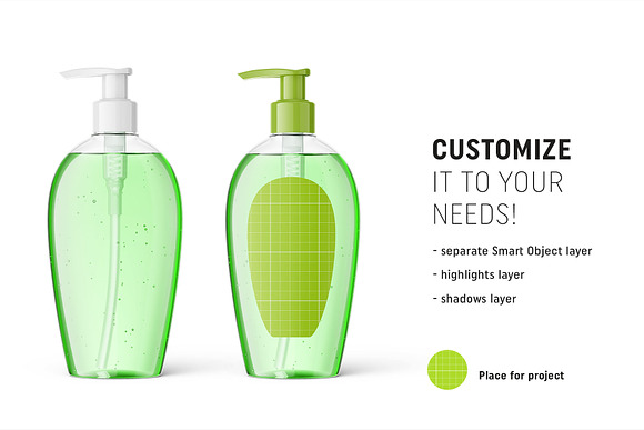 Pump transparent bottle mockup in Product Mockups - product preview 1