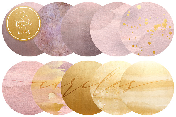 Blush & Gold Circle Clipart Set