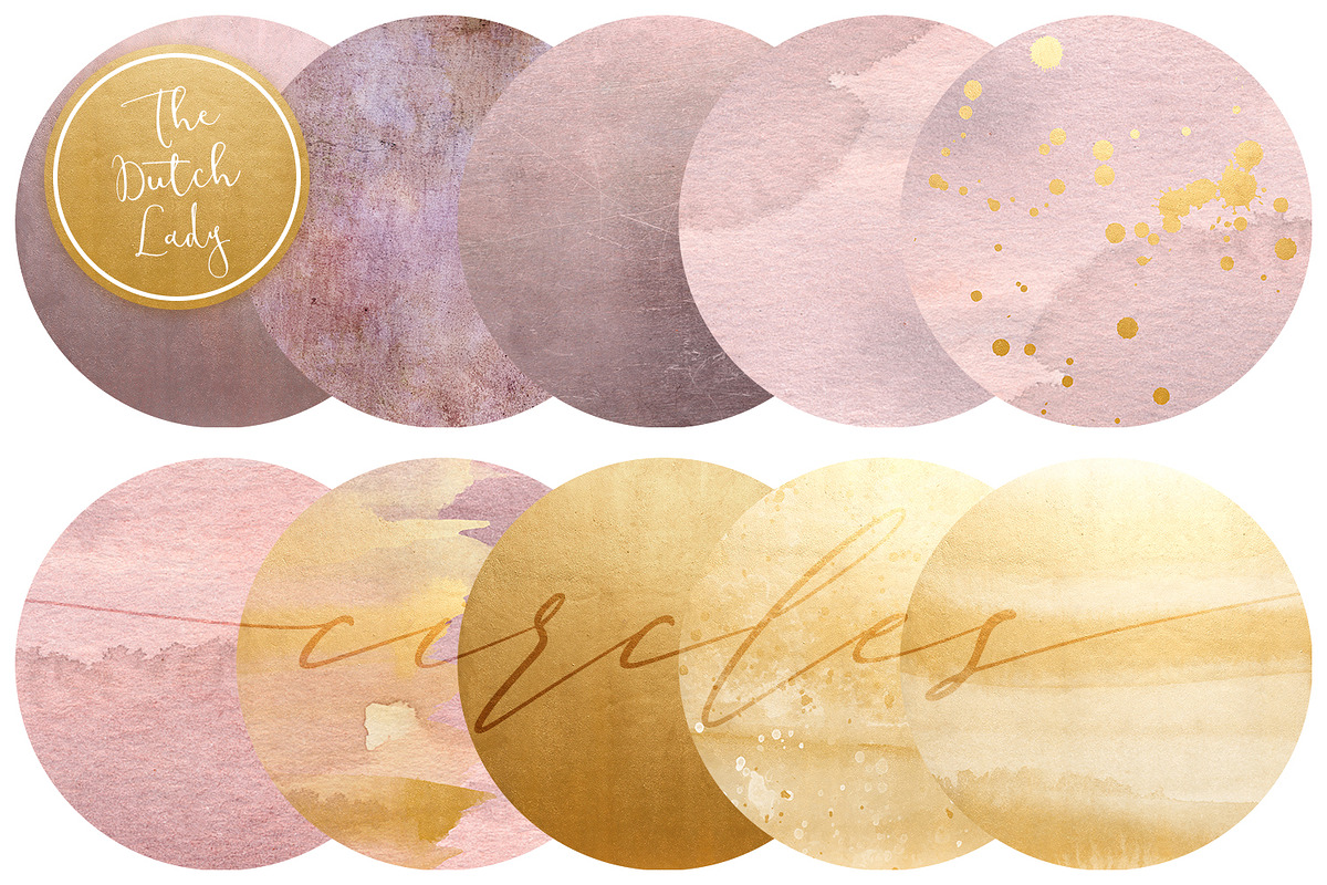 Blush & Gold Circle Clipart Set in Illustrations - product preview 8