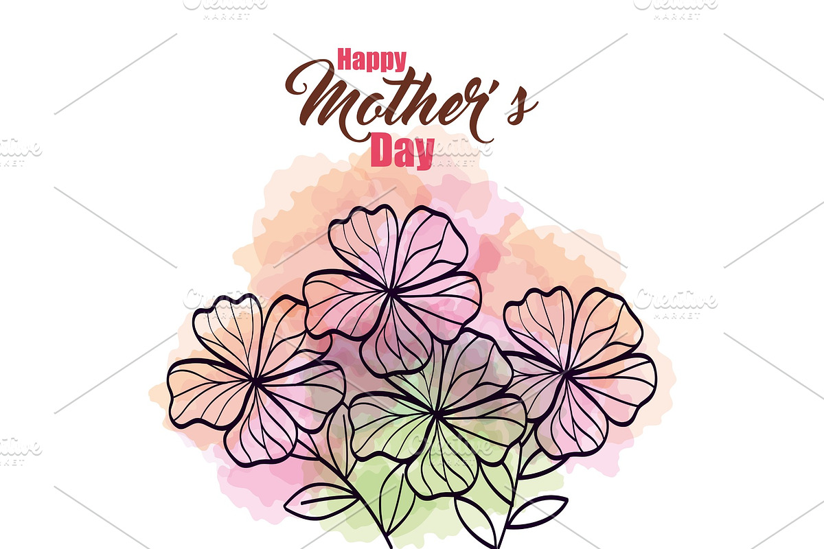 happy mother day card with flowers in Objects - product preview 8