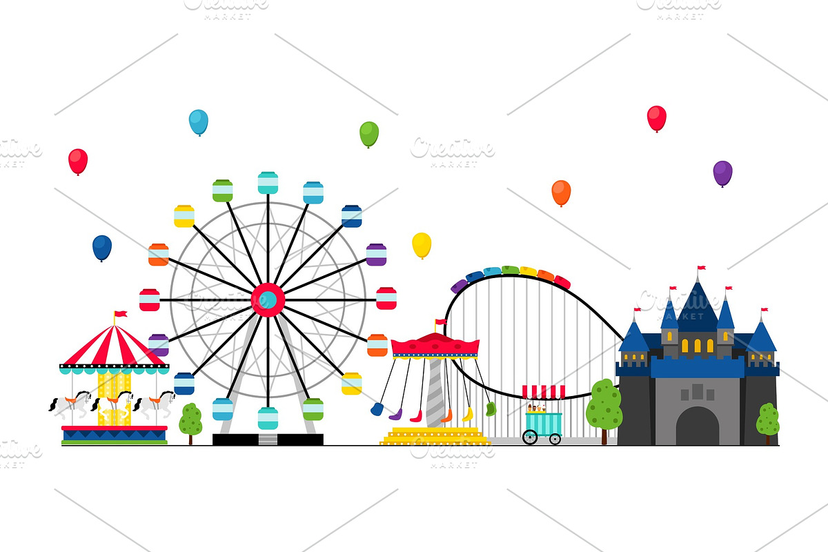 Amusement park banner in Objects - product preview 8