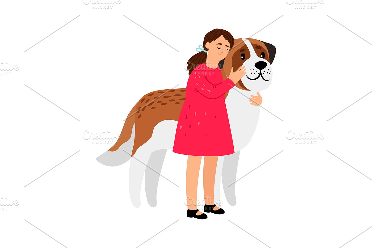 Girl and her dog in Illustrations - product preview 8