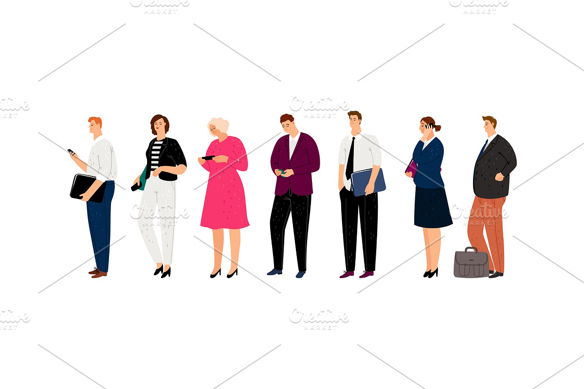 Business characters waiting line in Illustrations - product preview 8