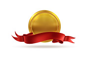 Golden medal. Sticker gold metal