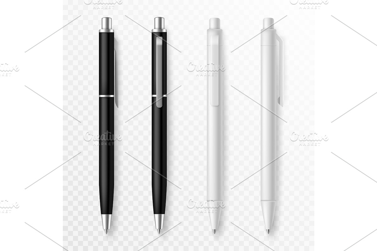 Pen mockup. Realistic pens close up in Objects - product preview 8