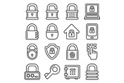 Lock Icons Set on White Background
