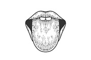 tongue sticking out sketch vector
