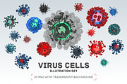Corona virus PNG illustration set