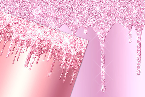 Pink Dripping Glitter Digital Paper in Textures - product preview 1