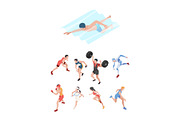 Sport players. Isometric characters