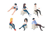 Sitting people. Characters in couch